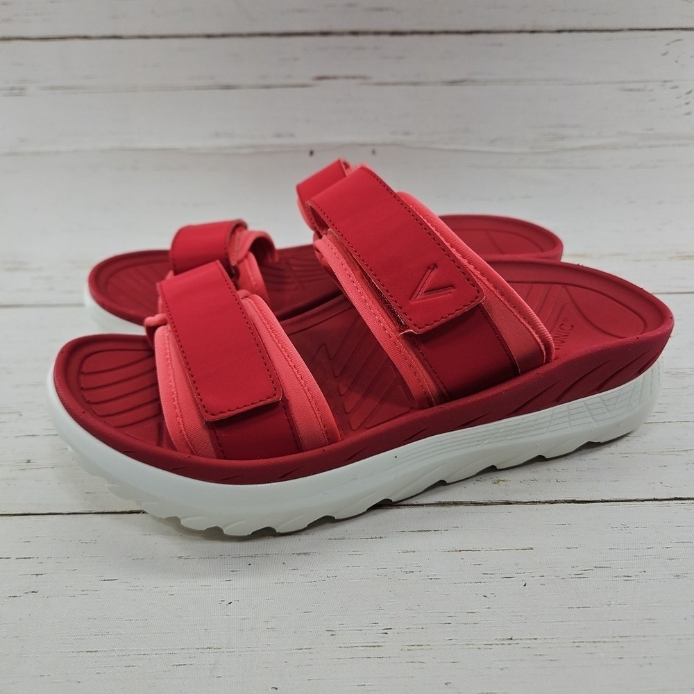 Vionic Renewal Recovery Sandals Womens 9 Red Pink Slip On‎ Slide Adjustable